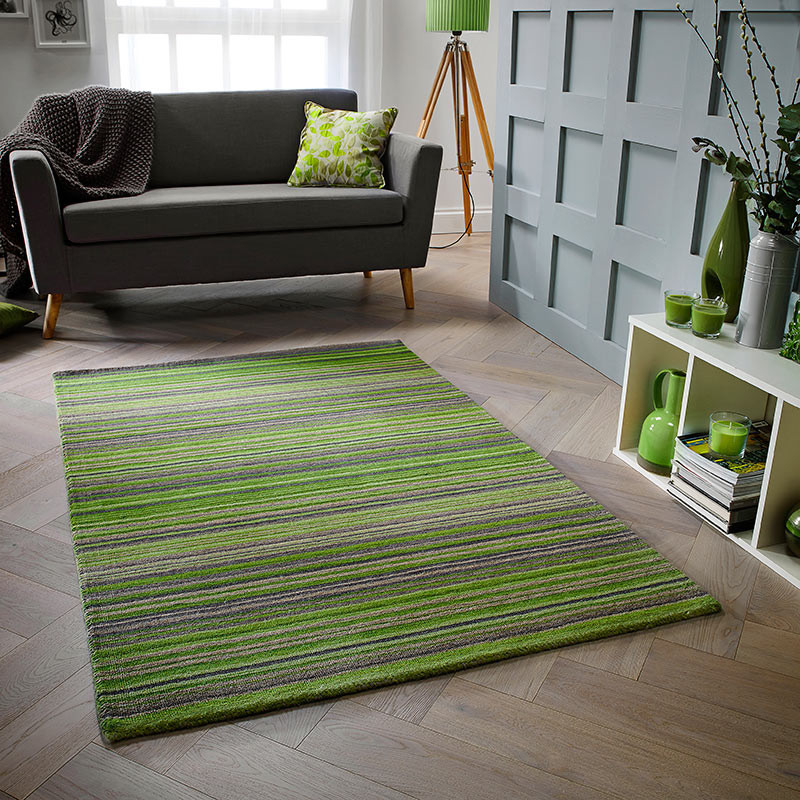 Carter Rug Green Stripe Runner