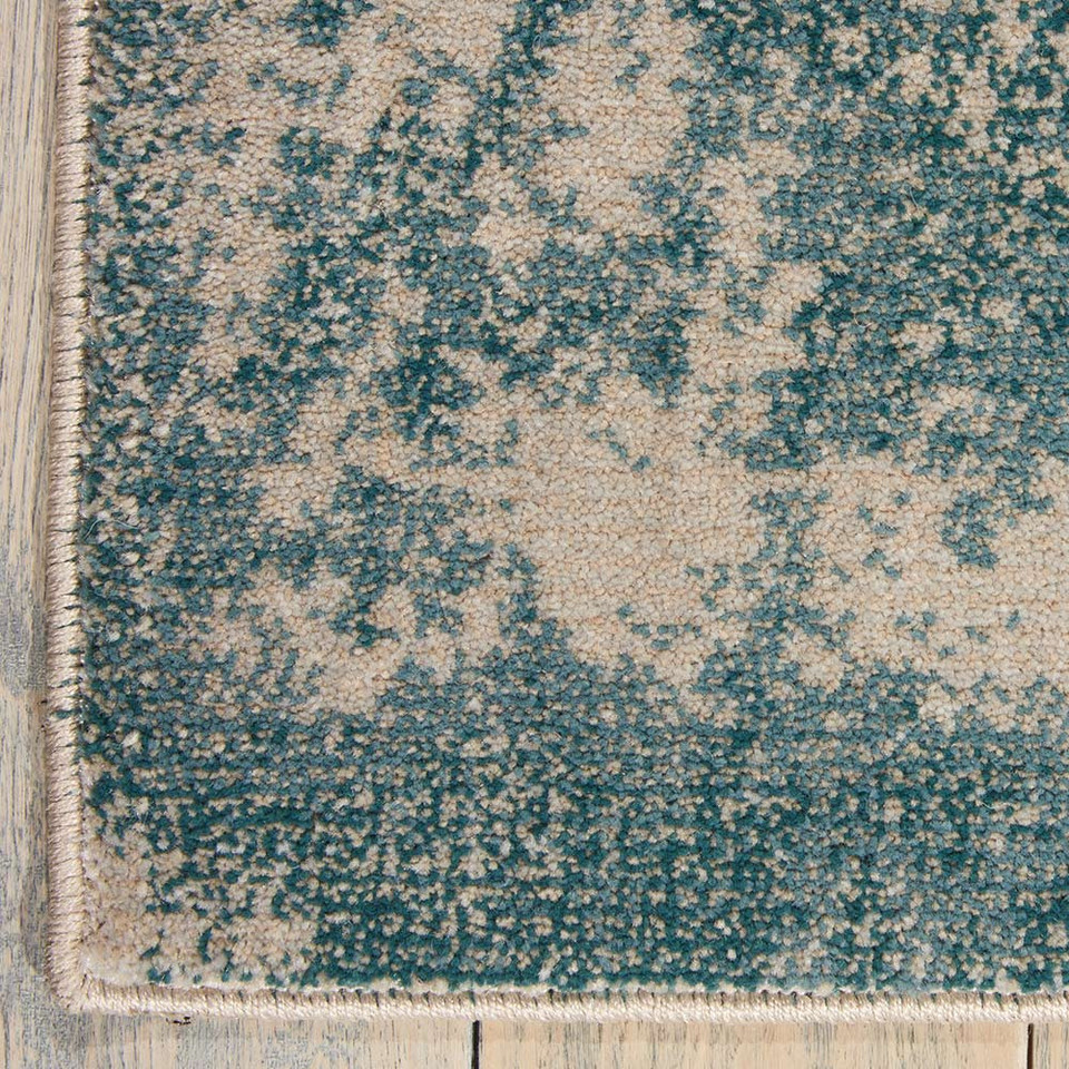 Contemporary Maxell Rug MAE13 Ivory Teal Runner