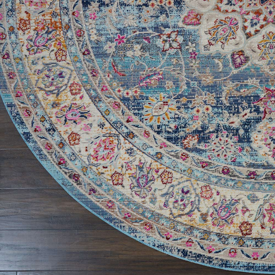 Blue Multi Vintage Kashan Rug VKA01