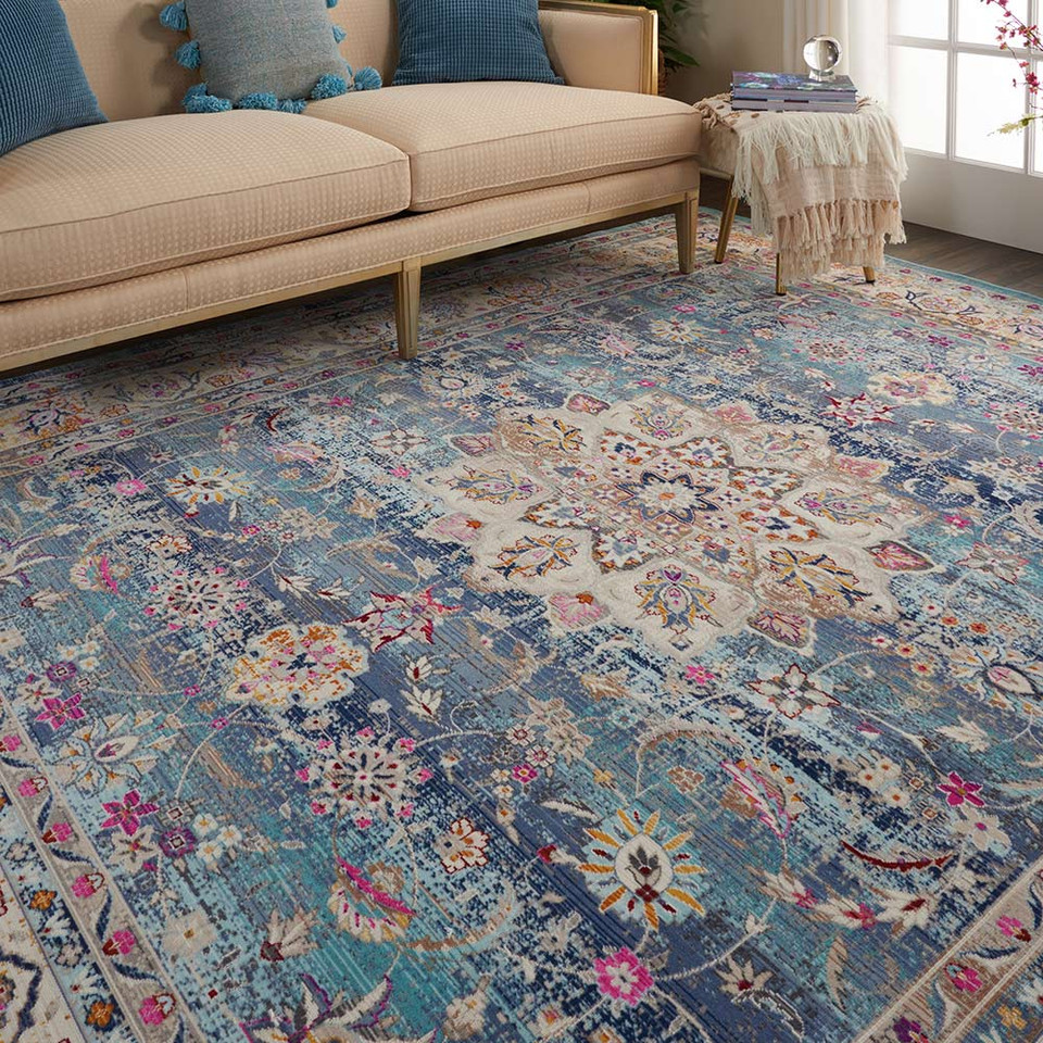 Blue Multi Vintage Kashan Rug VKA01