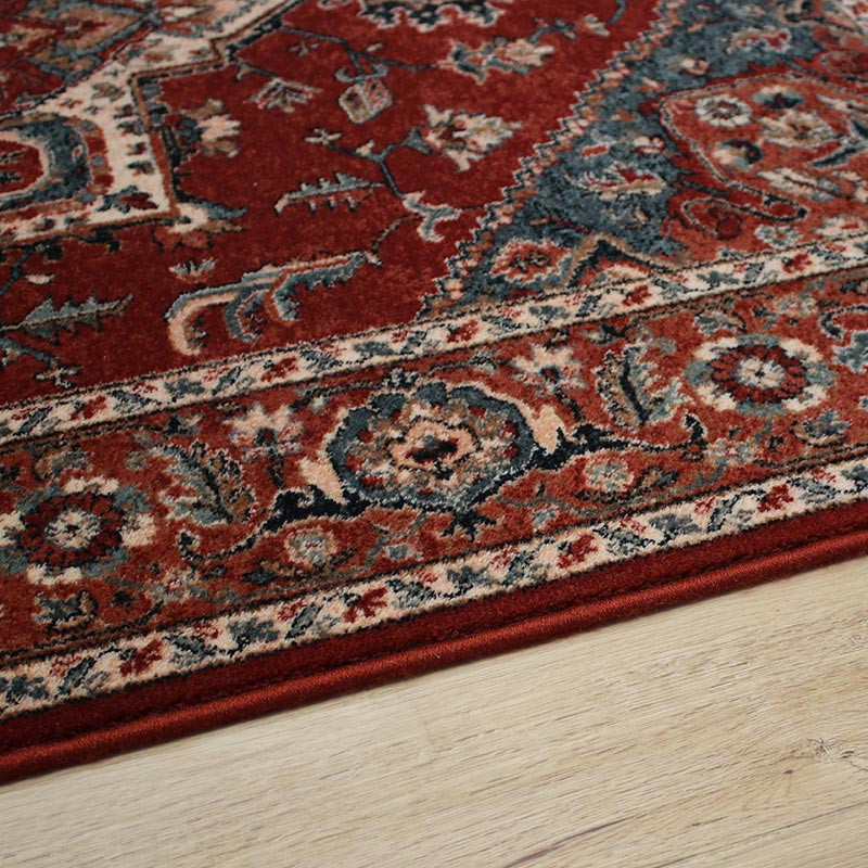 Kashqai Wool Rug 4354 Rust Grey Runner