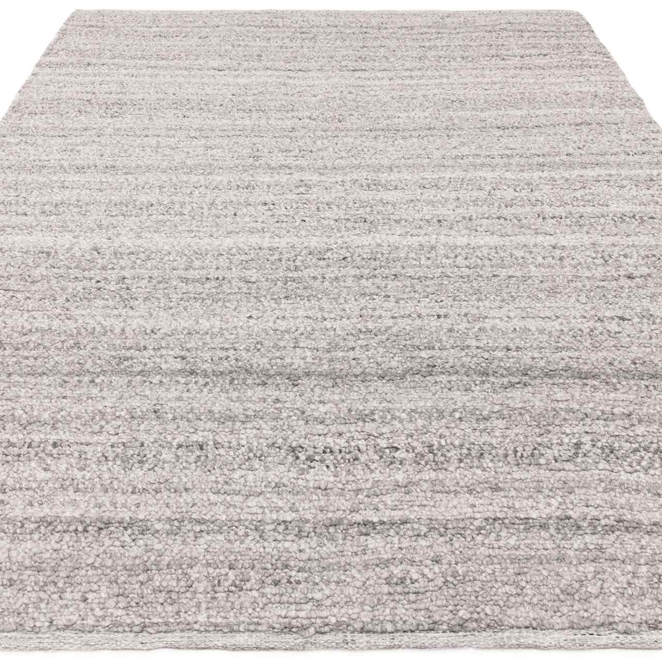 Abbus Steel Grey Modern Boucle Thin Rug