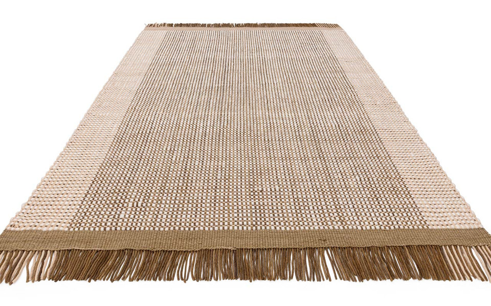 Avalon Forest Flatweave Thin Wool Rug with Fringe