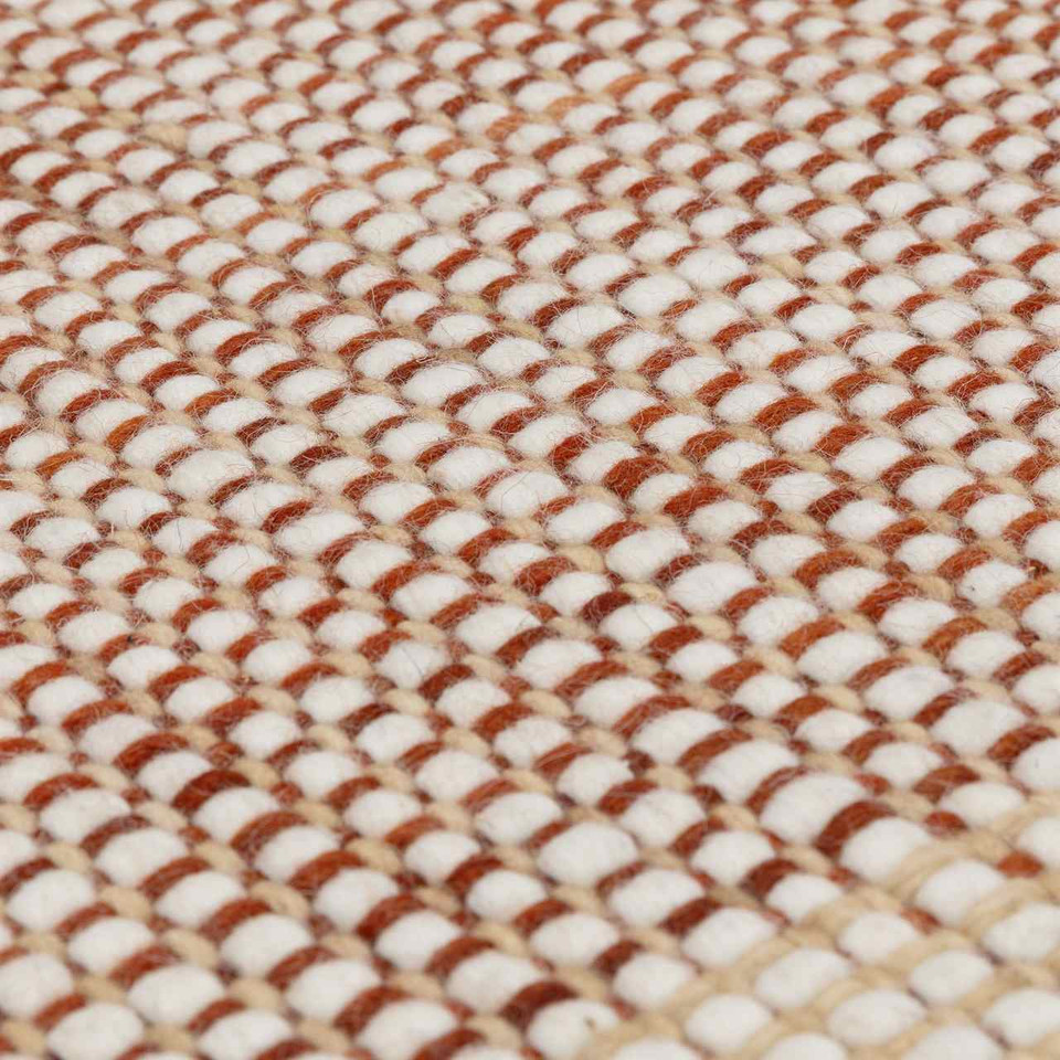 Avalon Rust Flatweave Thin Wool Rug with Fringe