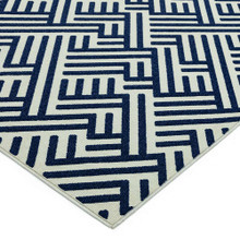 On Sale Antibes Outdoor Rug Blue White Linear AN04 160x230cm