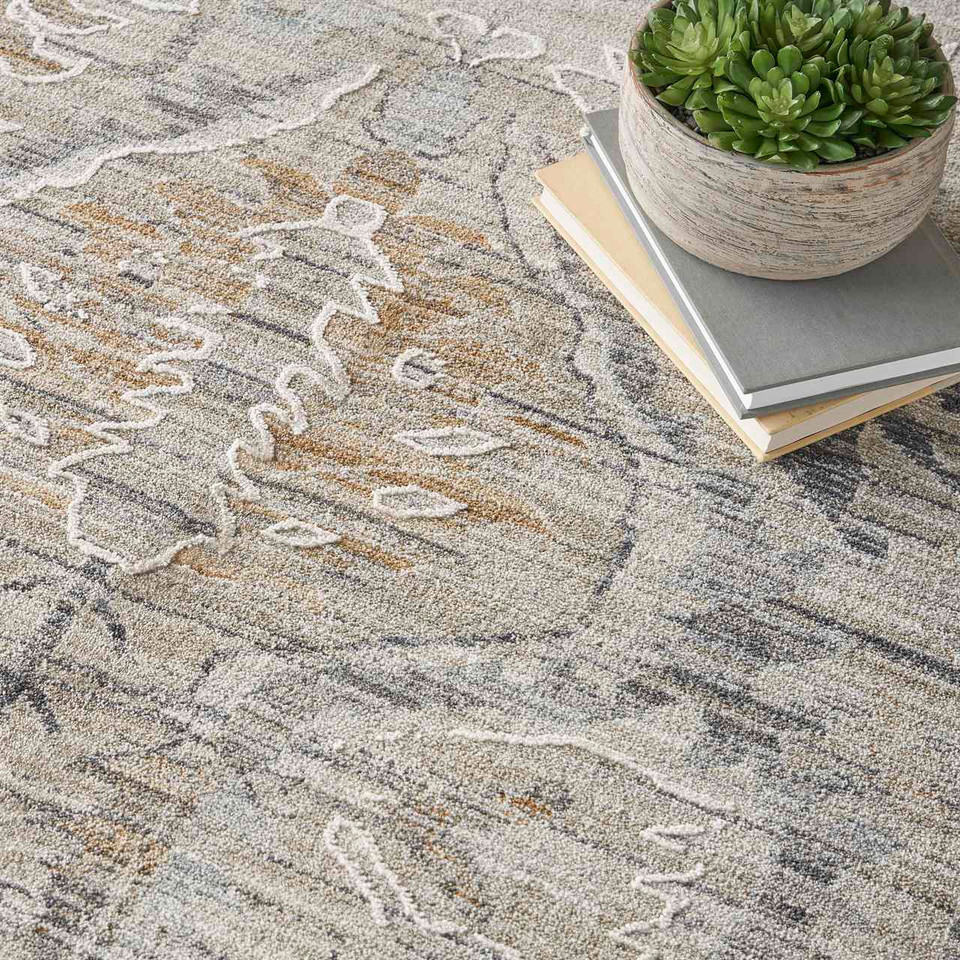 Lynx LNX02 Ivory Taupe Thin Classic Rug Circle
