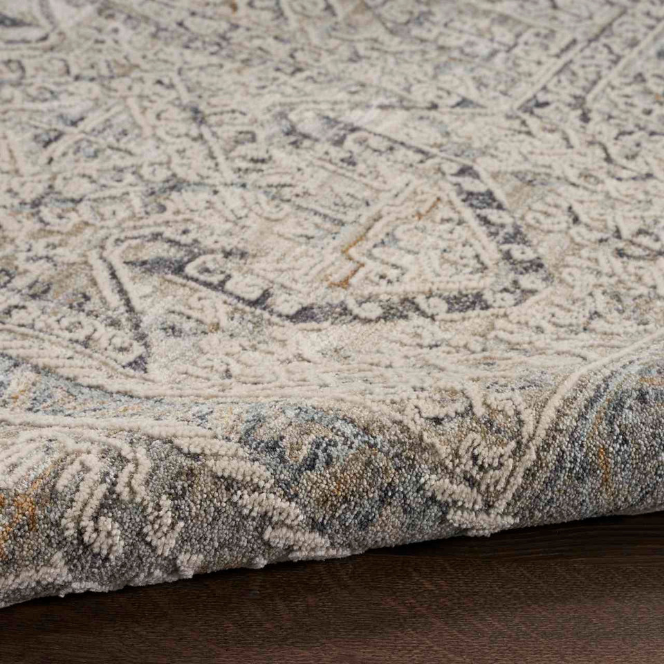 Lynx LNX01 Ivory Grey Blue Thin Classic Rug Circle