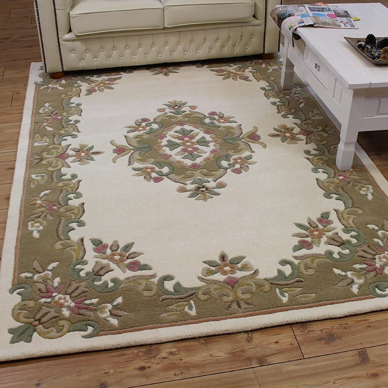 Royal Aubusson cream beige rug Circle