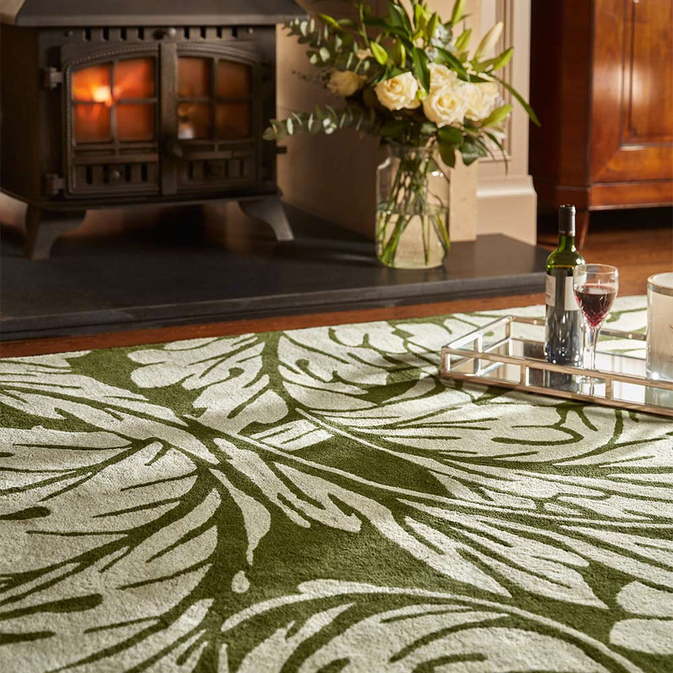Origins Heritage Two Moss Floral Wool Rug Circle