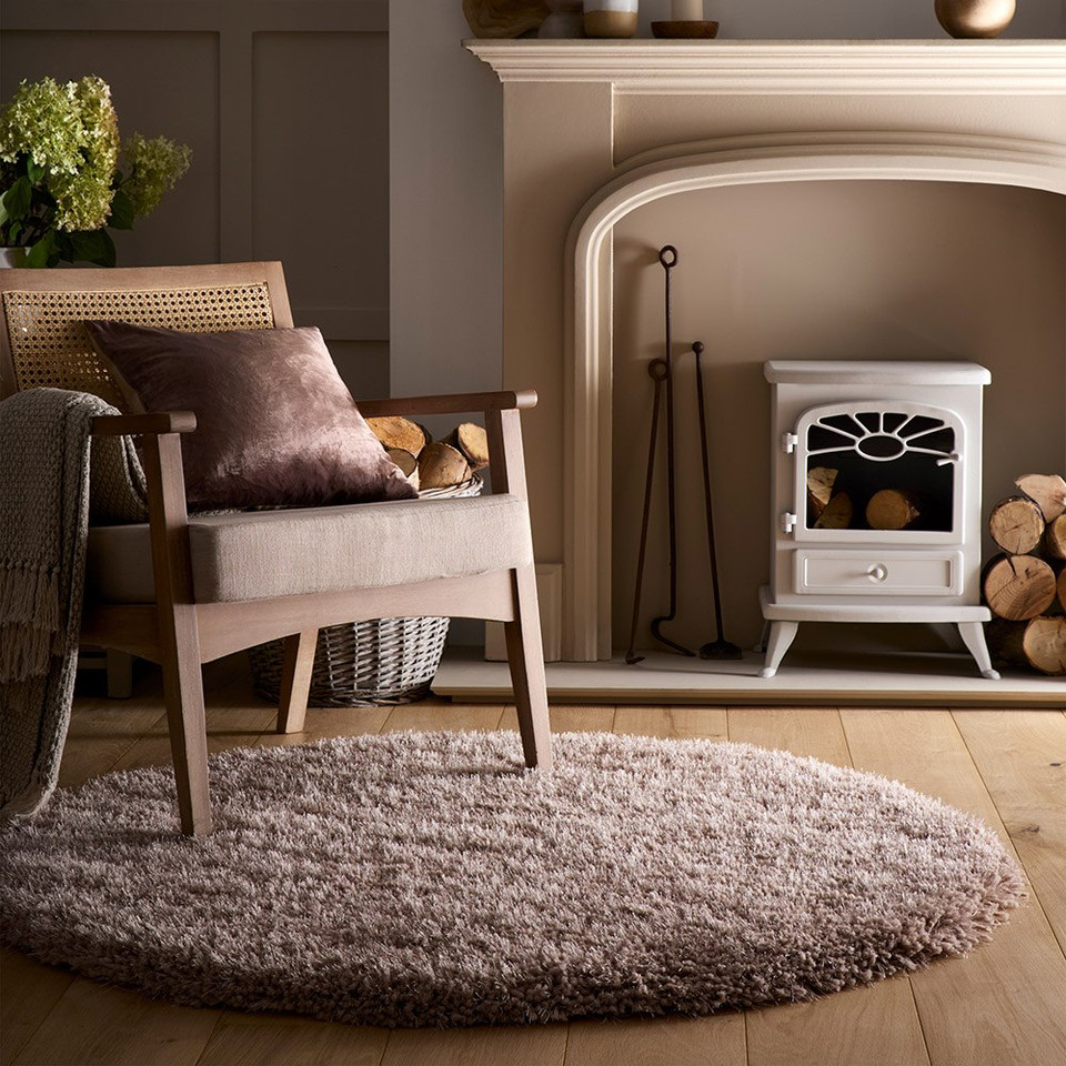 Origins Chicago Latte Thick Shaggy Rug Circle
