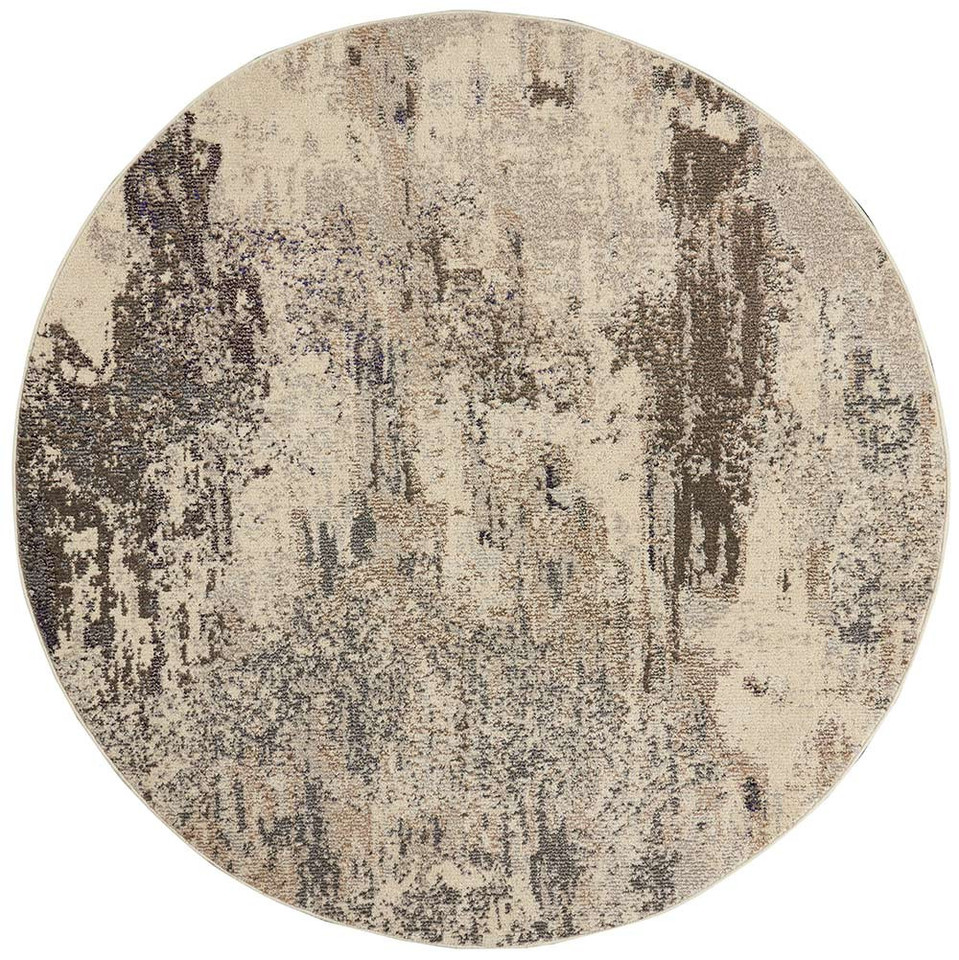 Celestial Ivory Grey CES02 Rug Circle