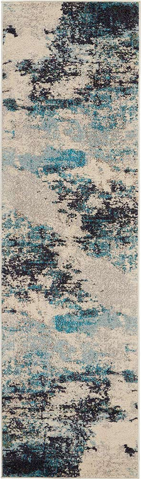 Celestial Ivory Teal Blue CES02 Rug Circle
