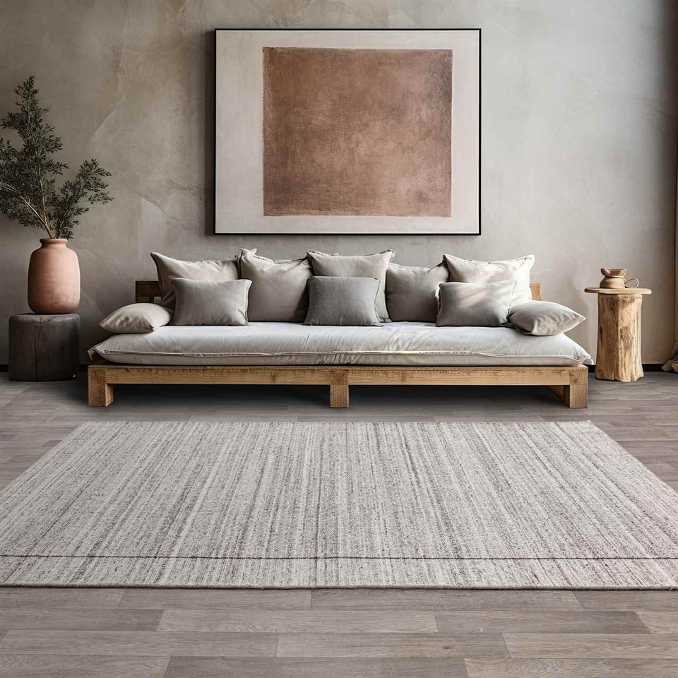 Larson Grey Indian Plain Border Rug