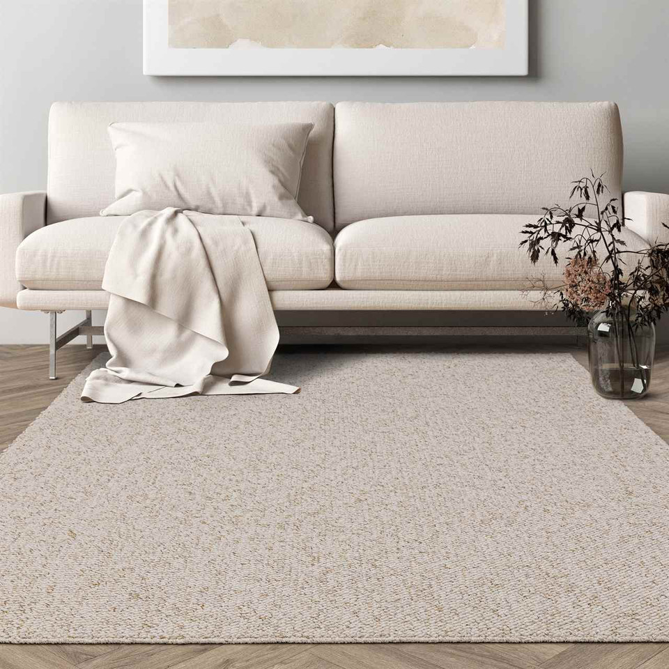 Boden Ivory Loop Plain Washable Rug