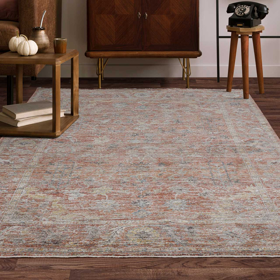Jasper JA05 Red Silky Traditional Fringe Rug