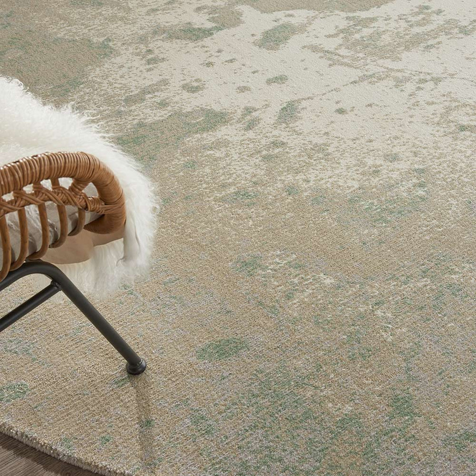 Twilight TWI06 Ivory Green Abstract Rug Circle