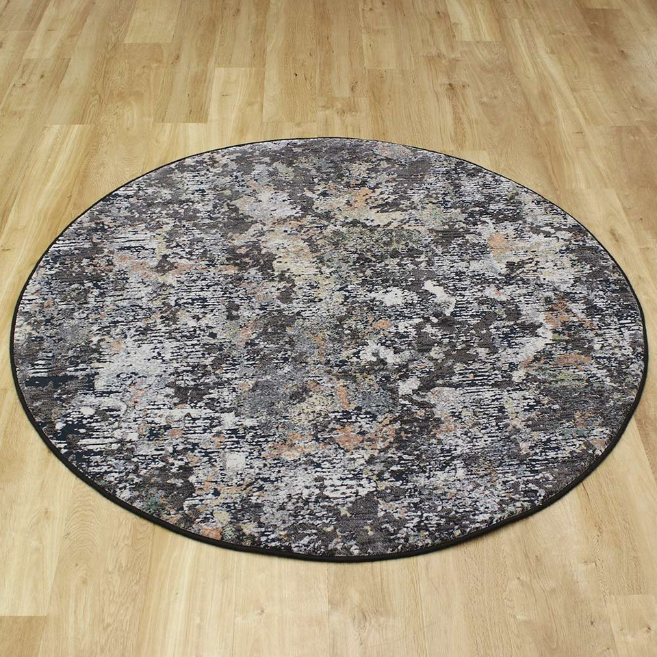 Canyon Rugs Charcoal Peach Mint 52023 3535 Circle