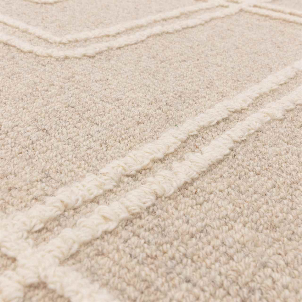 Ada Sand Wool Loop Pile Indian Carpet Rug