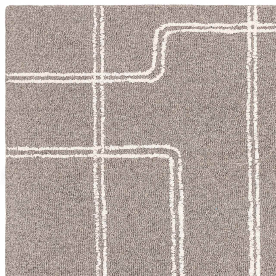 Ada Grey Wool Loop Pile Indian Carpet Rug