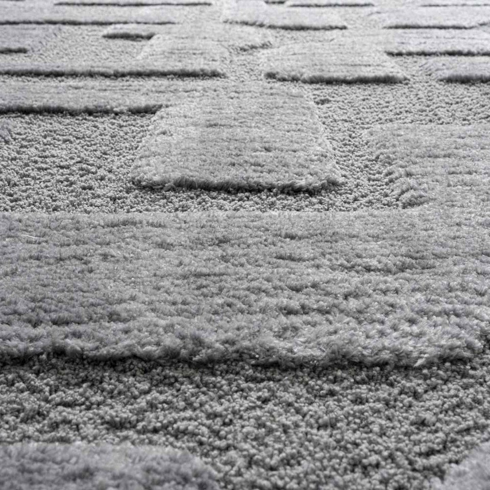 Cleo Tetris 3D Rug Grey closeup angle pattern