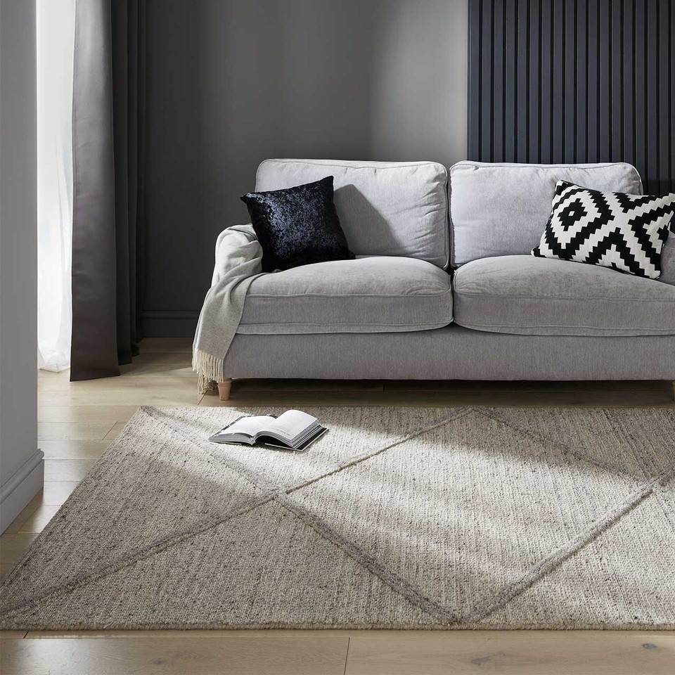 Stellar Checker Wool Jute 3D Beige Rug