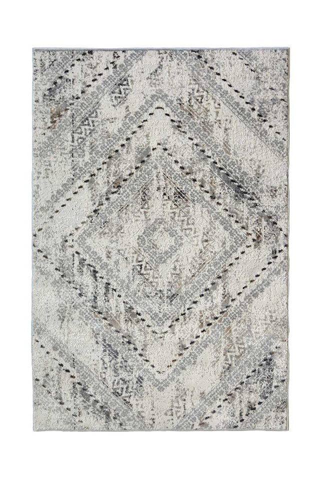 Abstract Square Grey Geometric Rug