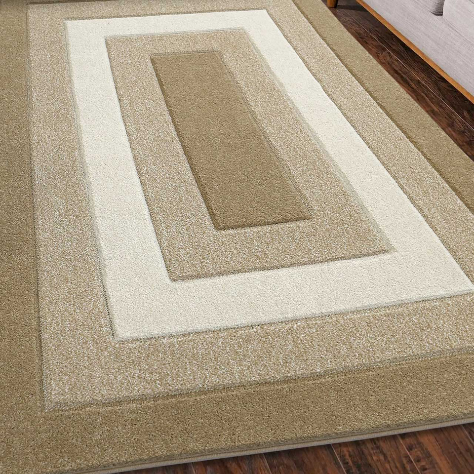 Sara Carved Border Rug Latte