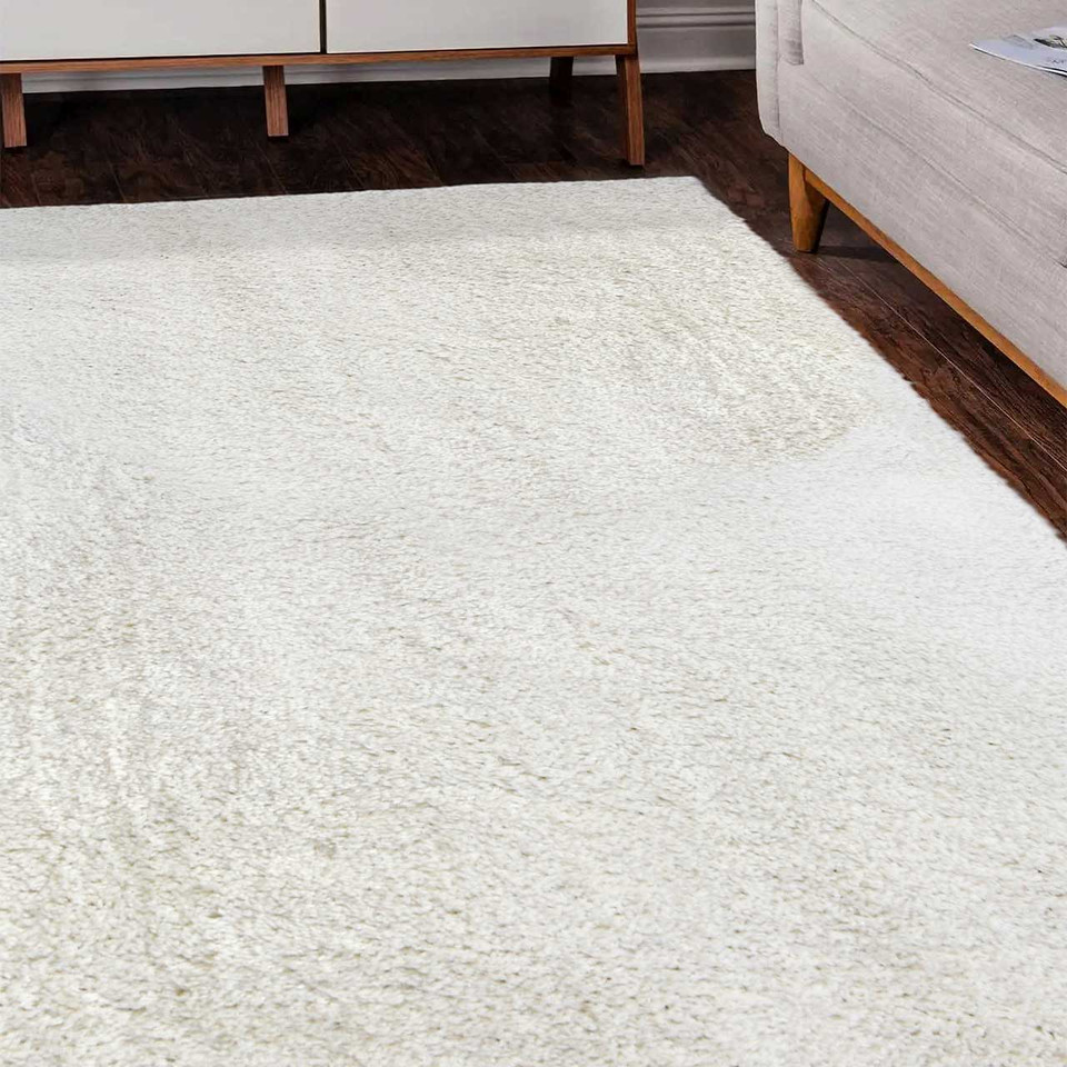 Snug Super Soft Shaggy Rug Plain Ivory