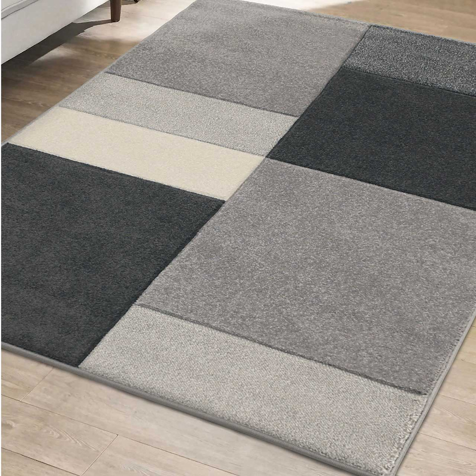 Sara Sculptured Blocks Rug Grey