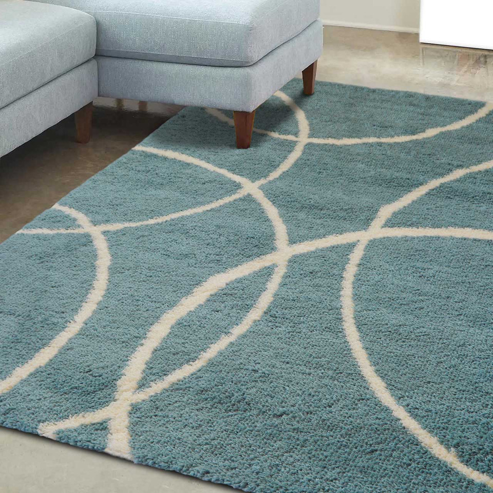 Snug Super Soft Shaggy Rug Bubbles Blue