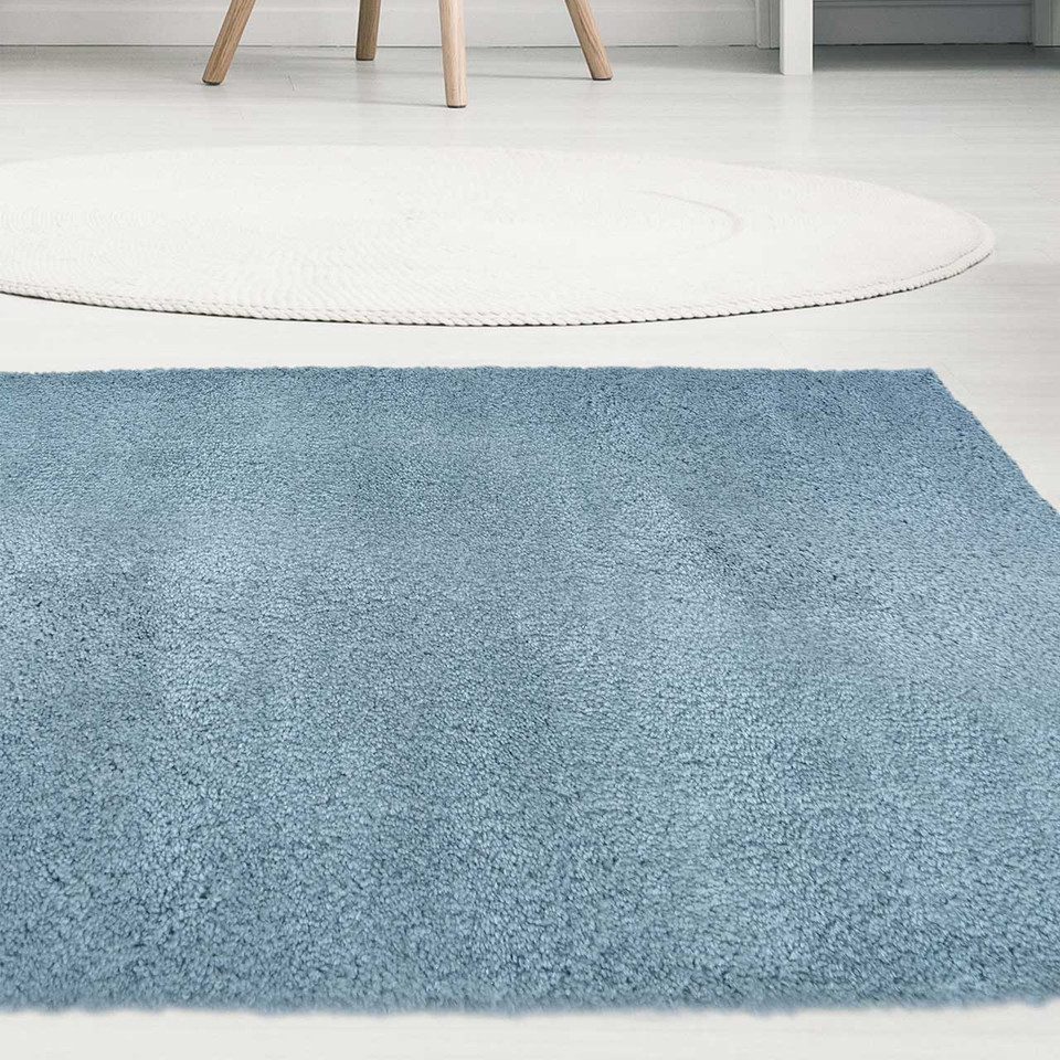 Snug Super Soft Shaggy Rug Plain Denim