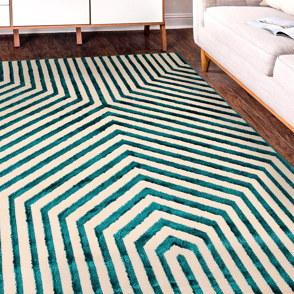 Zoe Illusion Blue Modern Rug