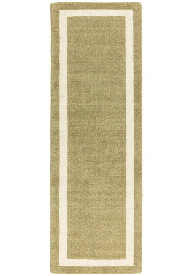 Albi Green Pure Wool Plain Rug Runner