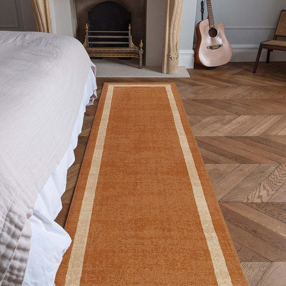 Albi Orange Pure Wool Plain Rug Runner