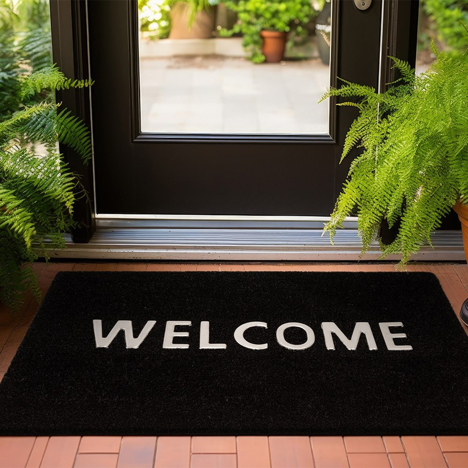 Welcome Coir Black Doormat