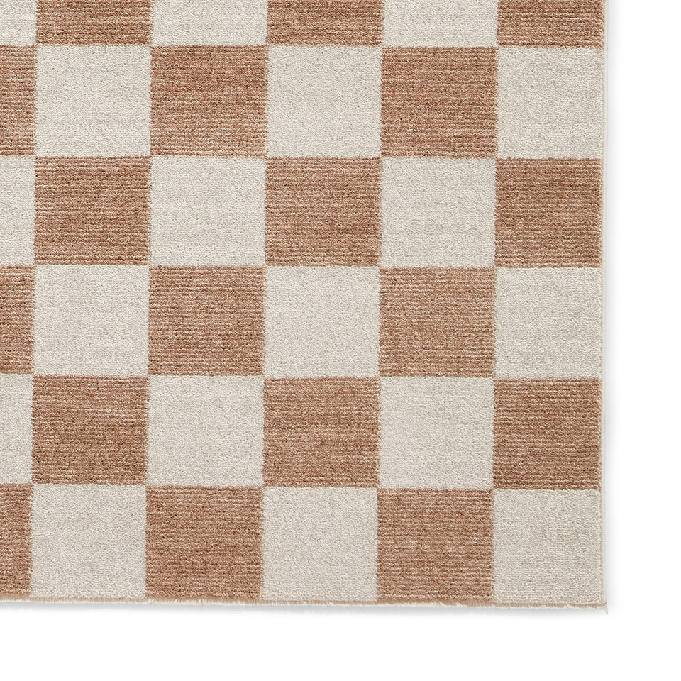 Baltimore Beige White Modern Checker Rug