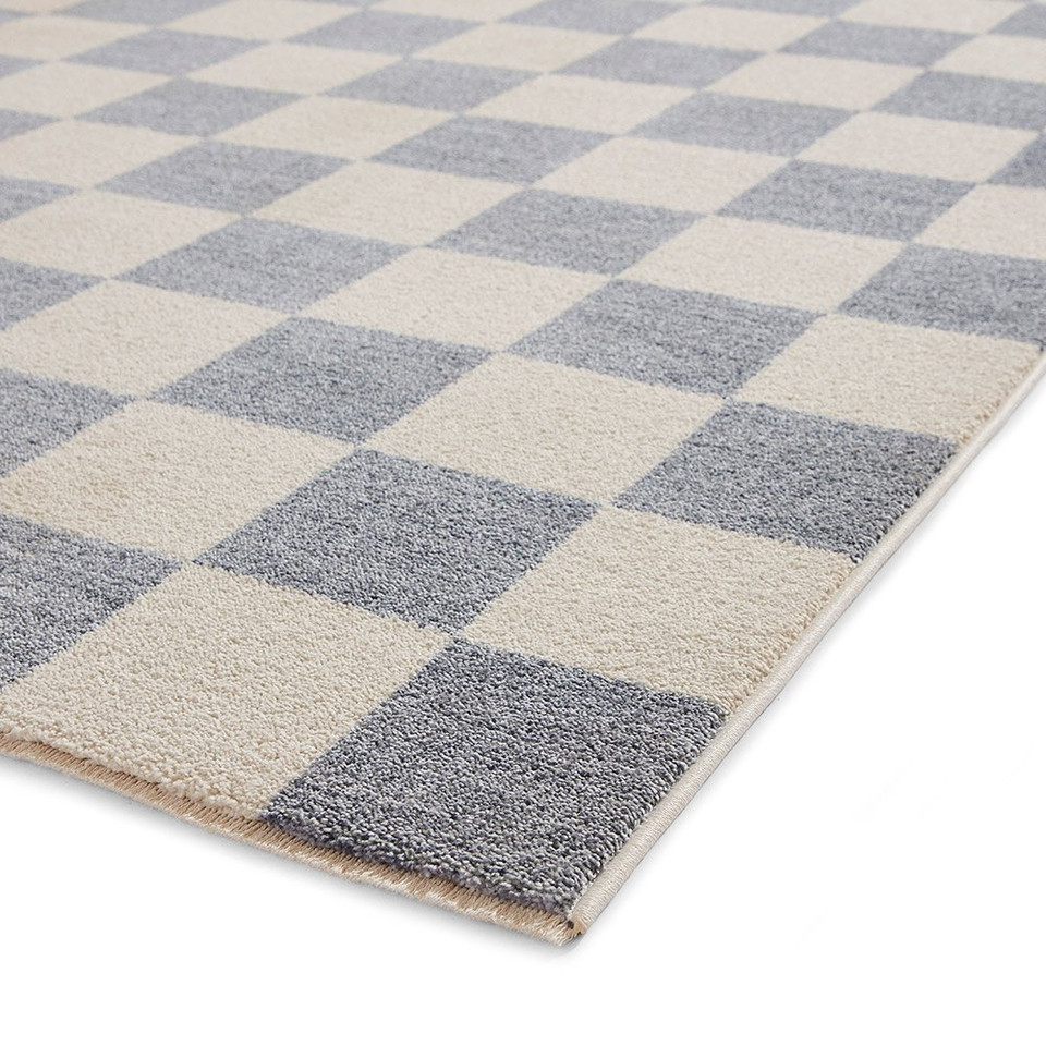 Baltimore Blue White Modern Checker Rug