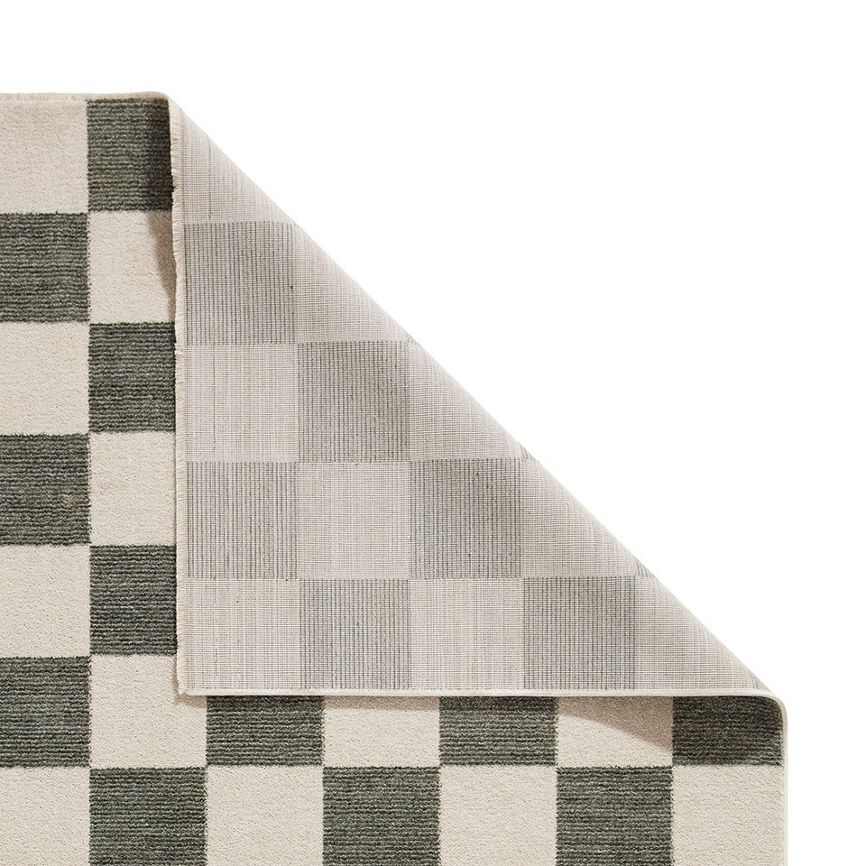 Baltimore Green White Modern Checker Rug Runner