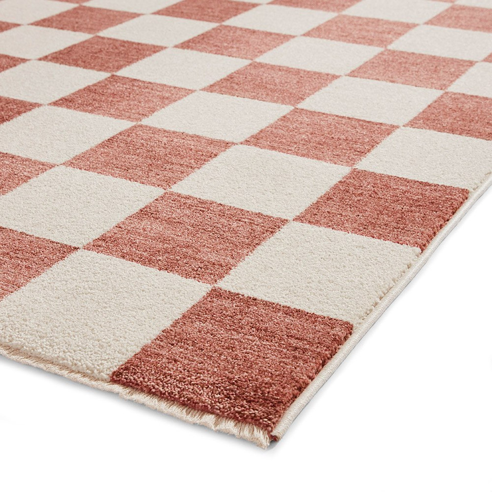 Baltimore Plum Red White Modern Checker Rug Runner