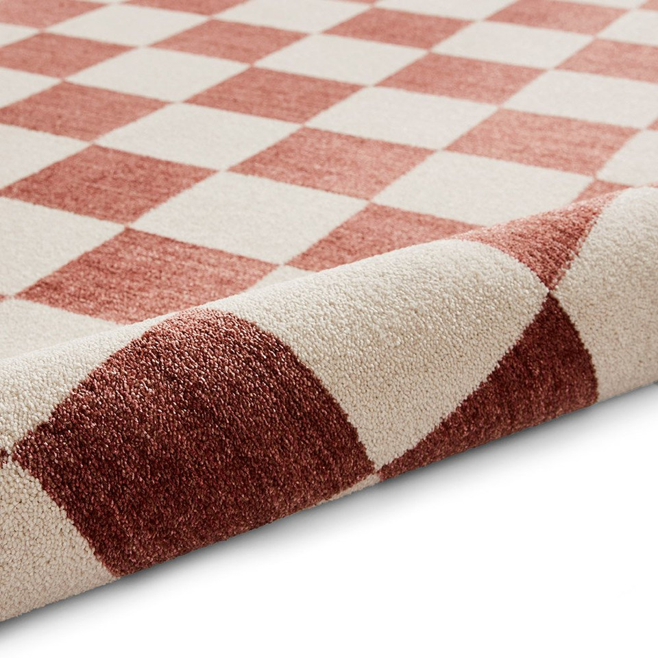 Baltimore Plum Red White Modern Checker Rug