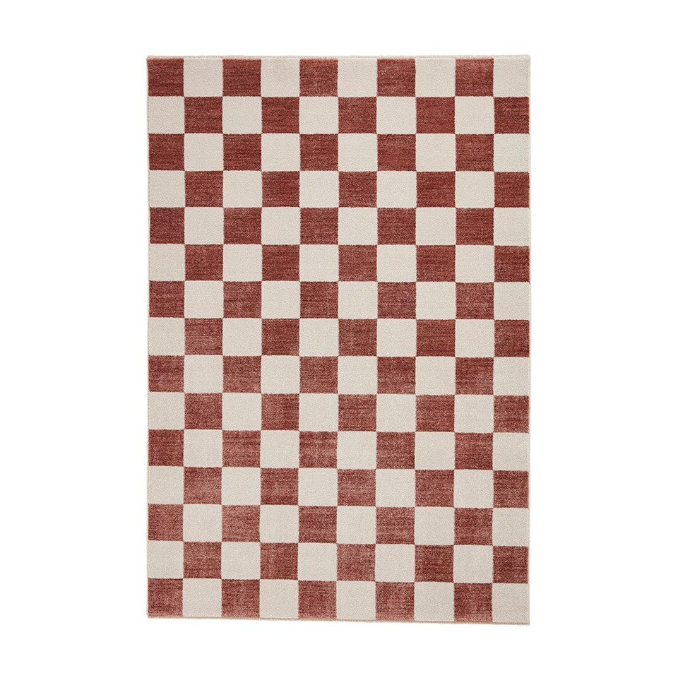 Baltimore Plum Red White Modern Checker Rug
