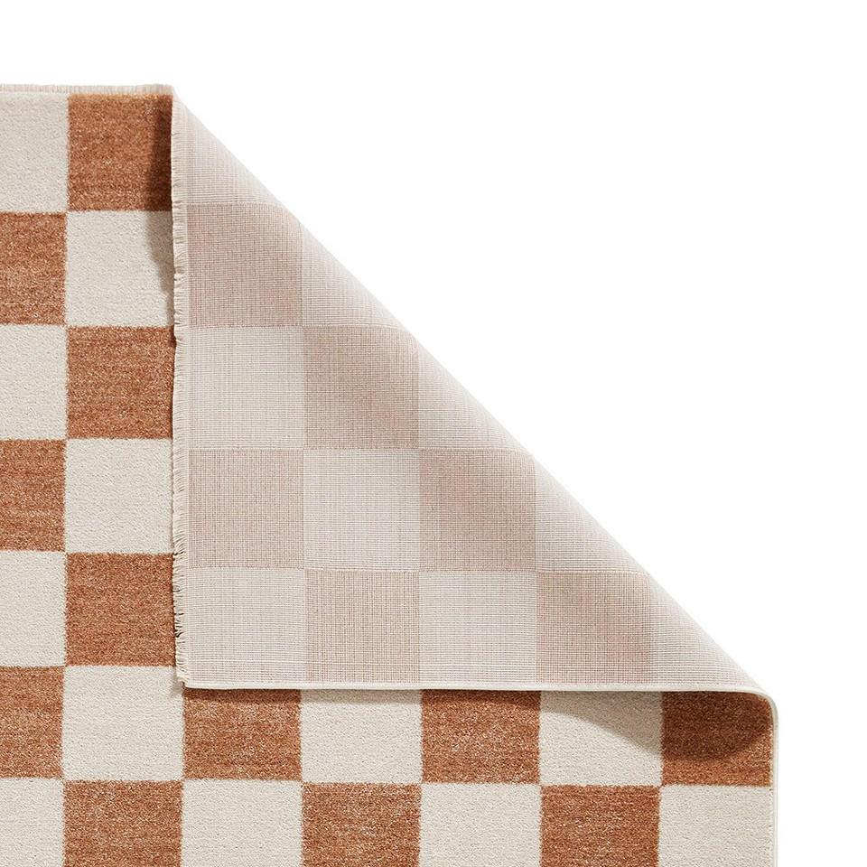 Baltimore Walnut Orange Modern Checker Rug Runner