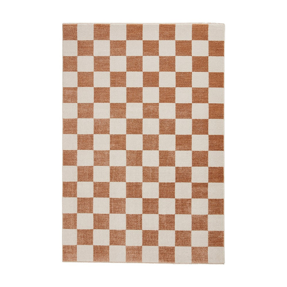 Baltimore Walnut Orange Modern Checker Rug