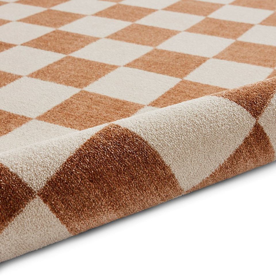Baltimore Walnut Orange Modern Checker Rug