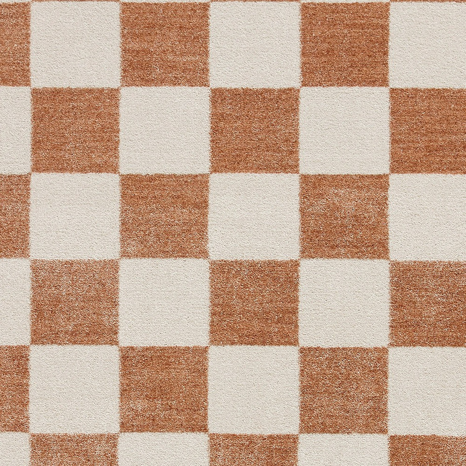 Baltimore Walnut Orange Modern Checker Rug