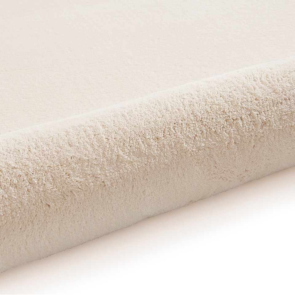 Bay Cream Plain Shaggy Washable Rug
