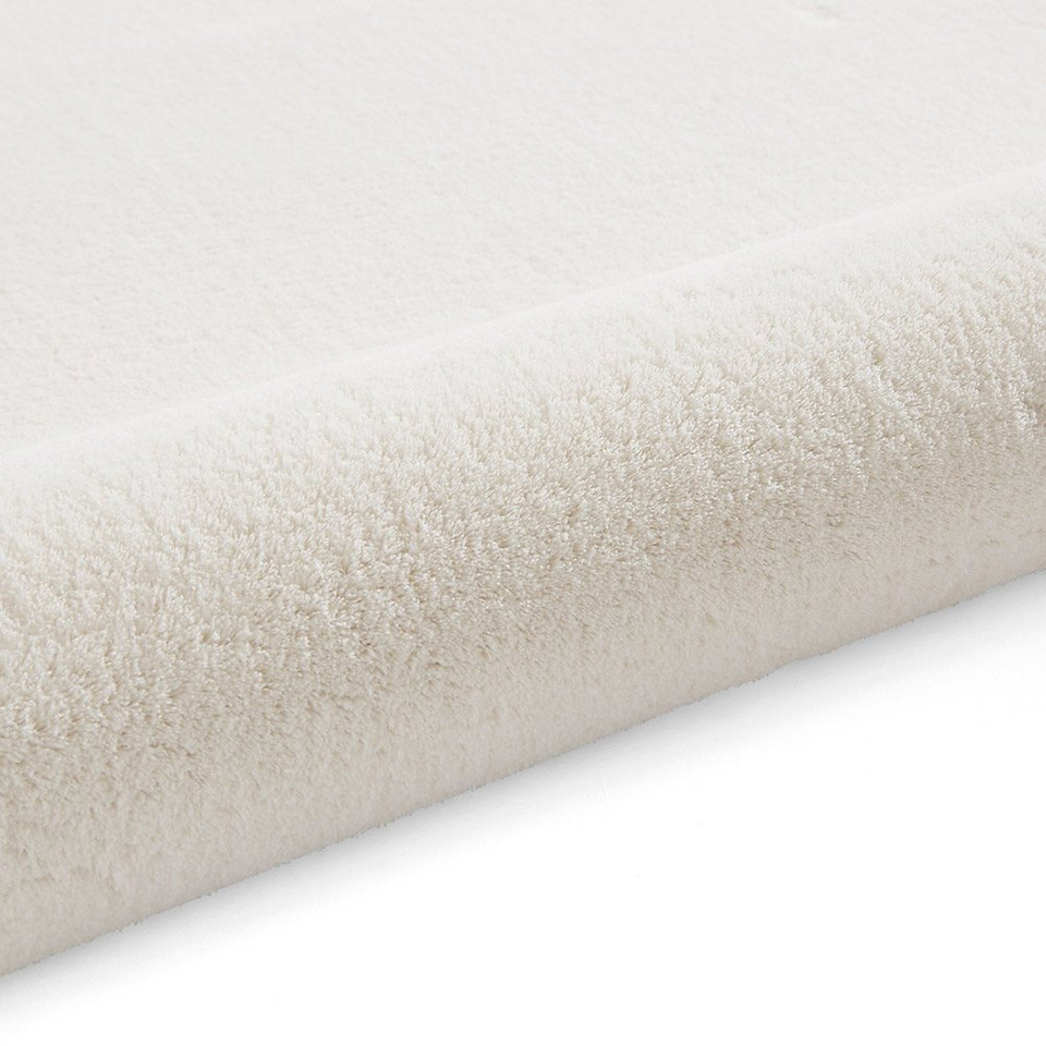 Bay Ivory White Plain Shaggy Washable Rug