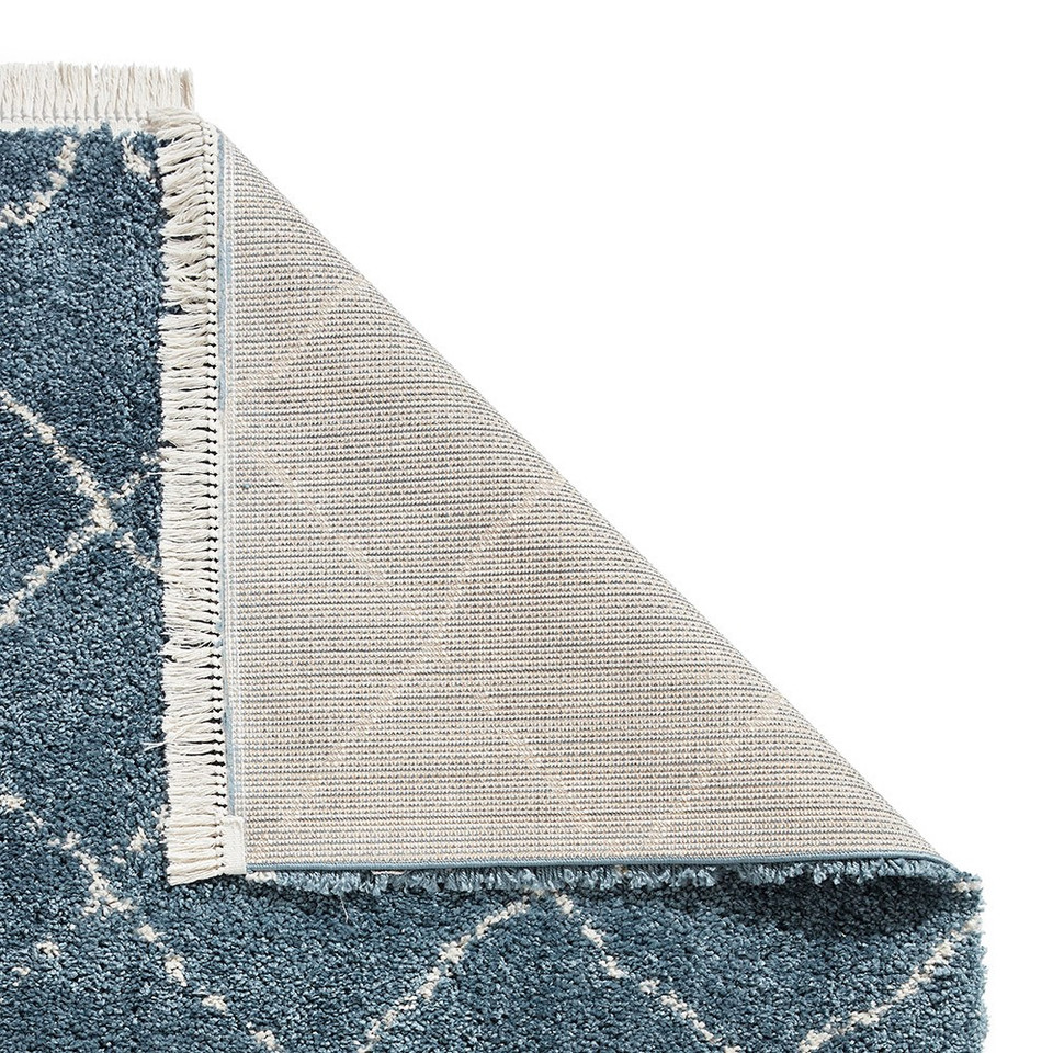 Boho 5413 Blue Berber Shaggy Moroccan Rug Runner