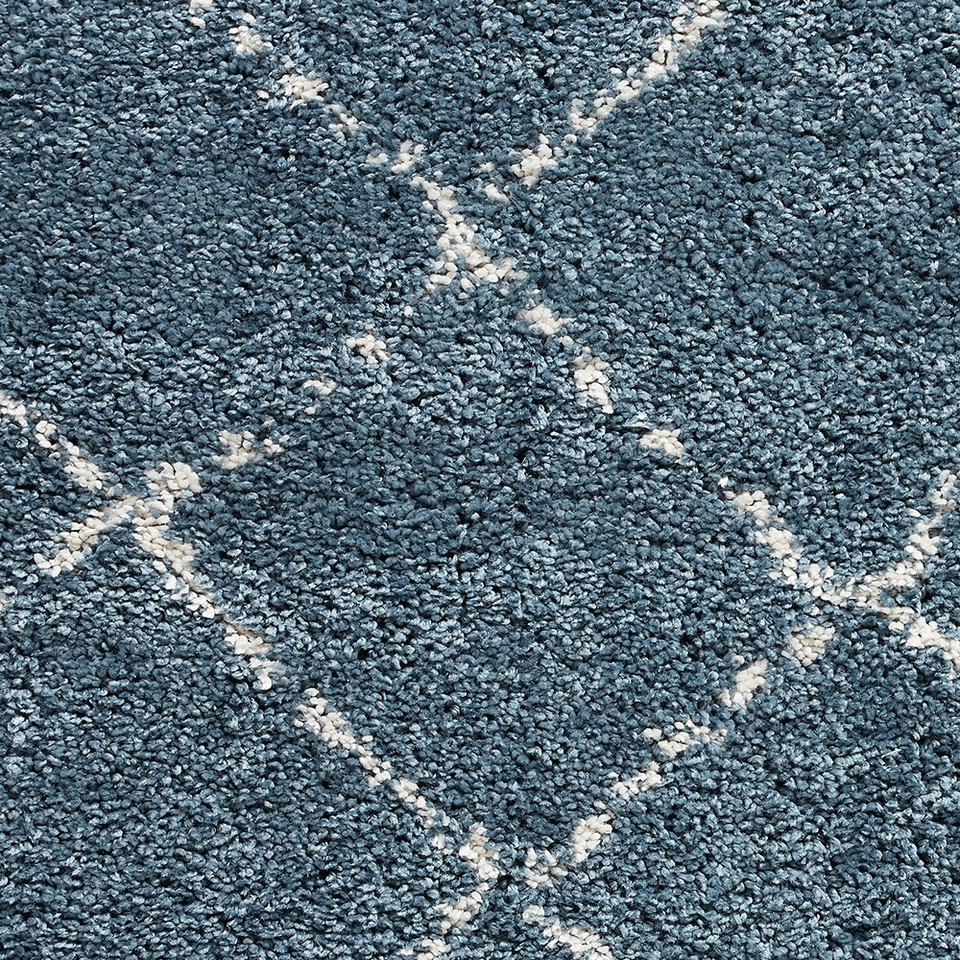 Boho 5413 Blue Berber Shaggy Moroccan Rug Runner