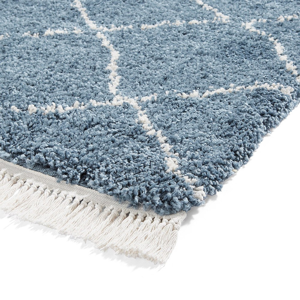 Boho 5413 Blue Berber Shaggy Moroccan Rug